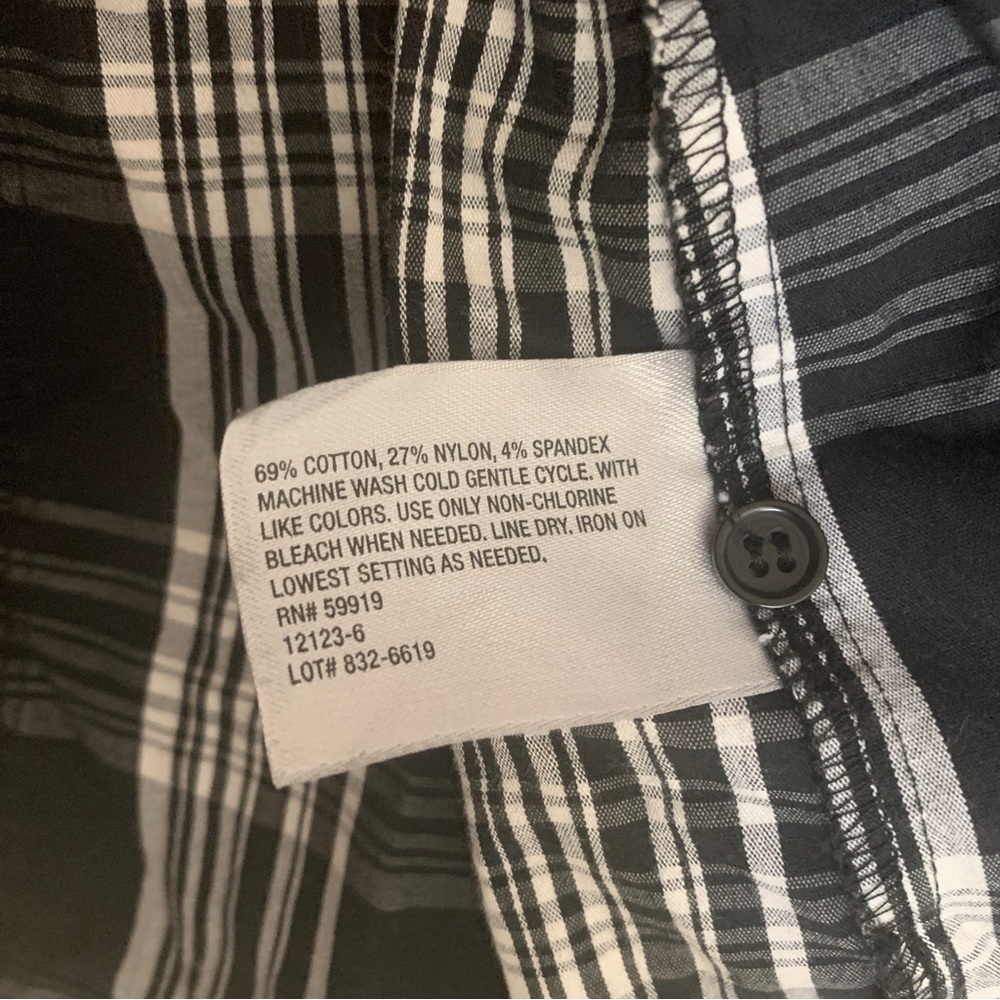Worthington shirt/blouse black and white plaid - Picture 3 of 6